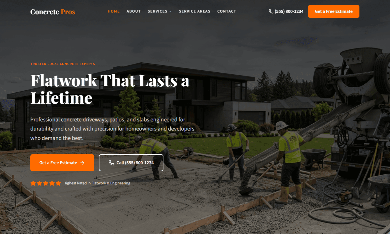 Screenshot of Concrete Pros