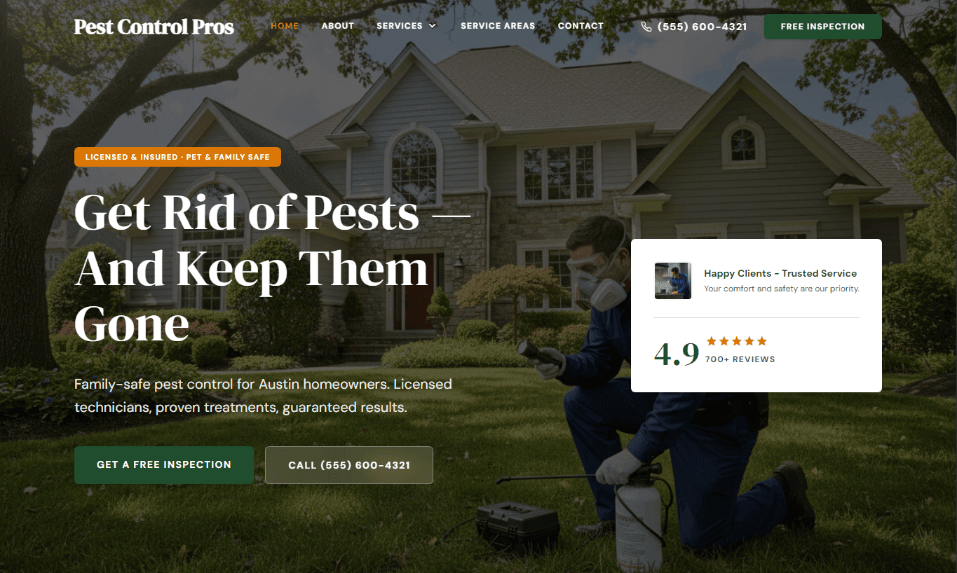 Screenshot of Pest Control Pros