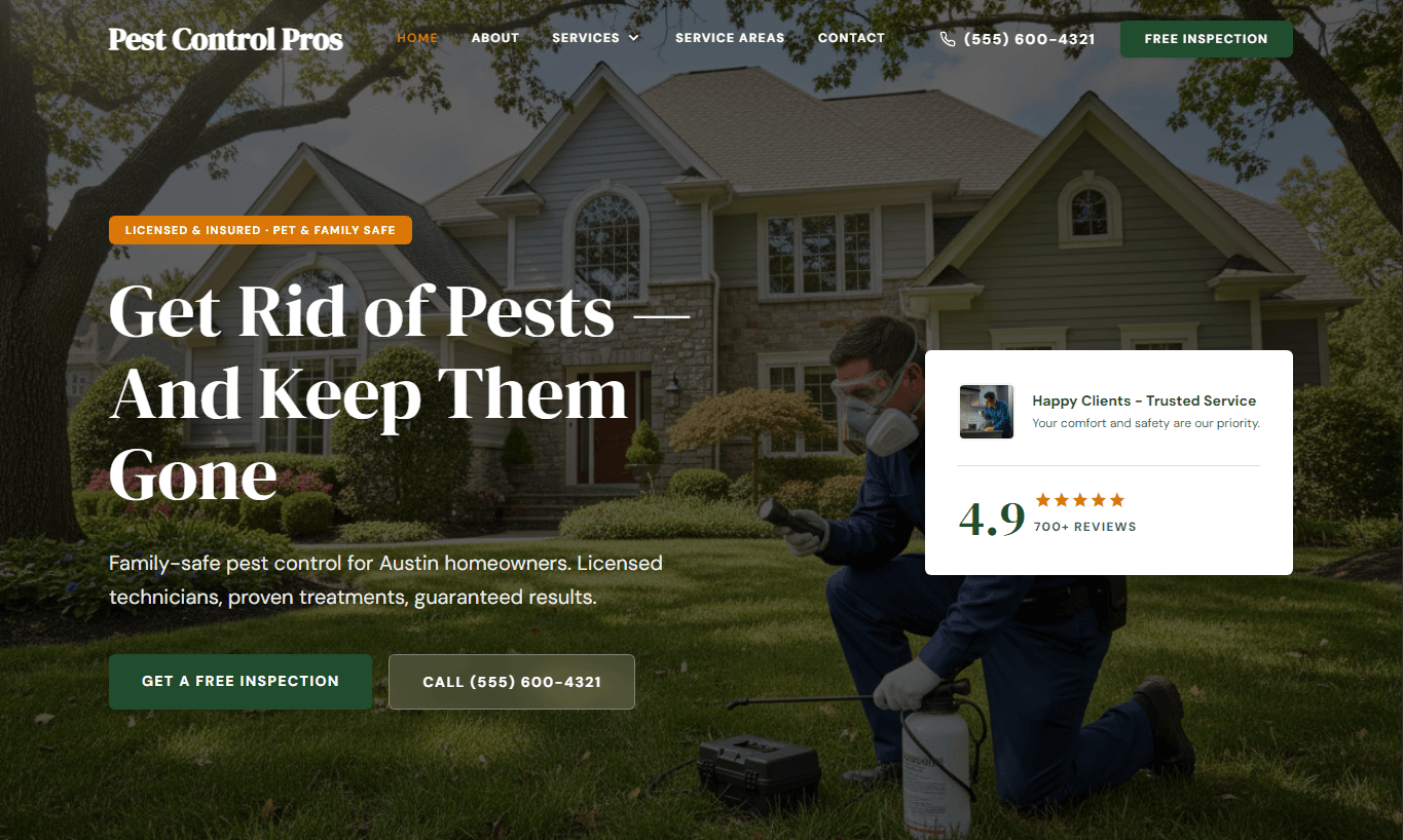 Screenshot of Pest Control Pros