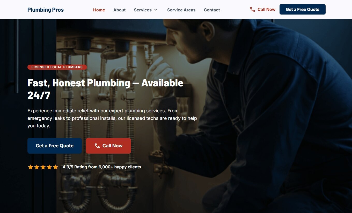 Screenshot of Plumbing Pros